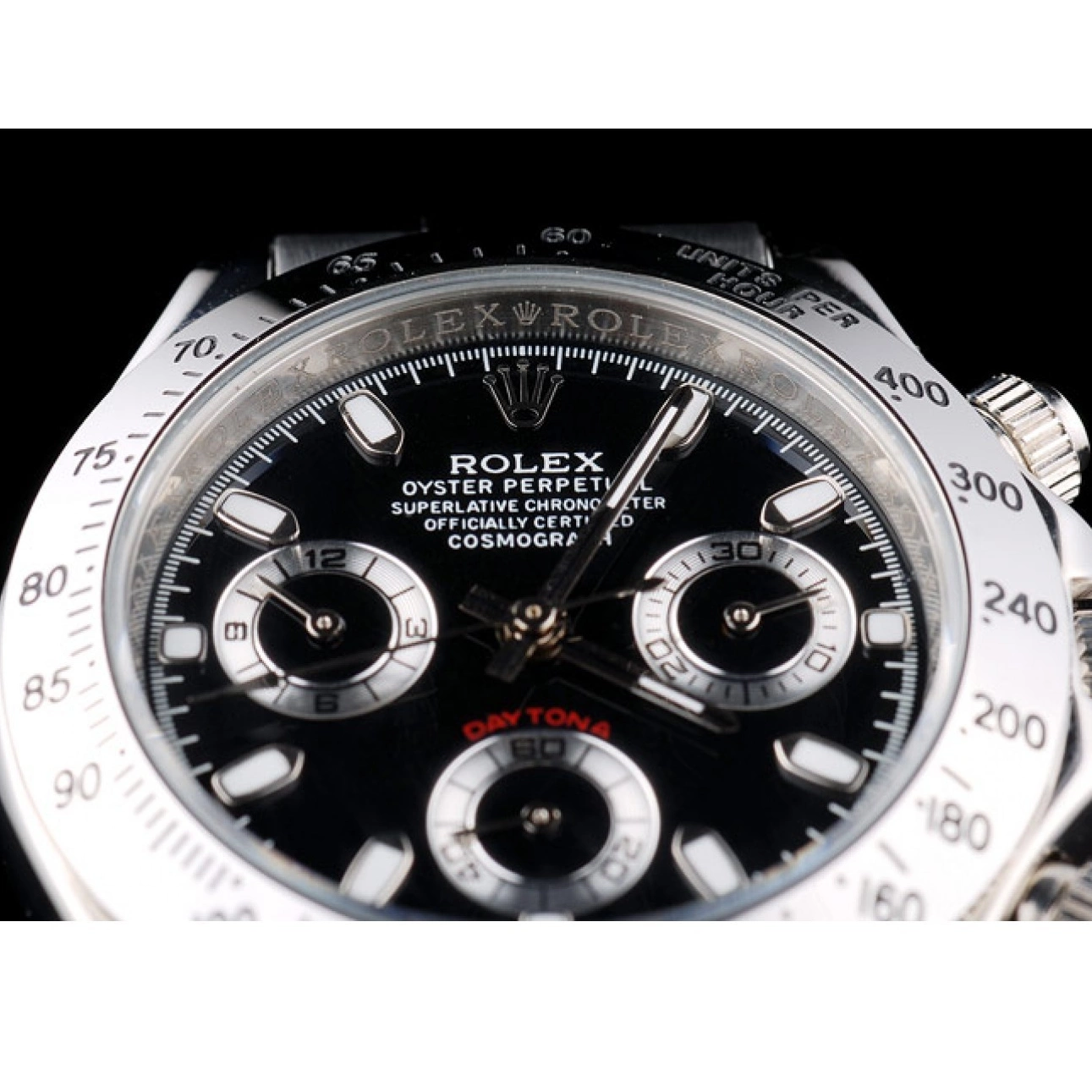 Aaa fake watches Black Dial Tachymeter Rolex Lady Daytona Case Steel Stainless 0527